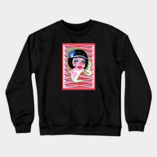 Psychedelic Art Deco Digital Portrait Crewneck Sweatshirt